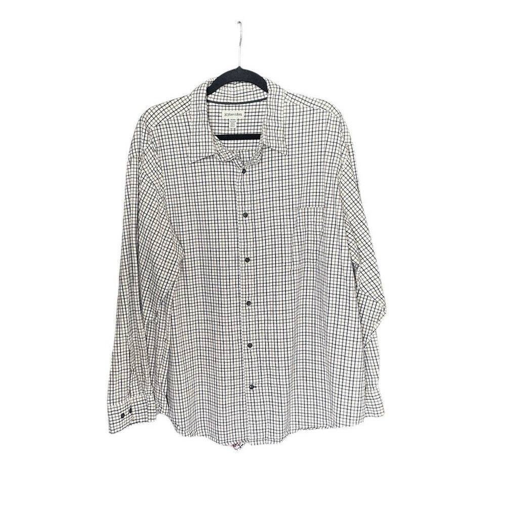 St Johns Bay Mens XXL Button Down Shirt Long Sleeve Cotton Grid Check Plaid